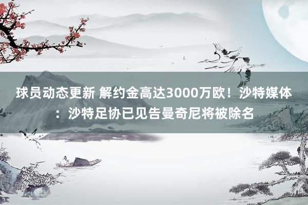 球员动态更新 解约金高达3000万欧！沙特媒体：沙特足协已见告曼奇尼将被除名