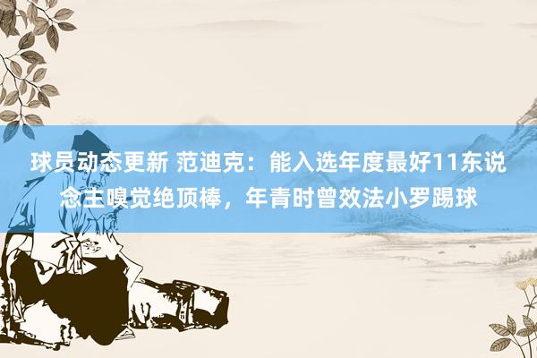 球员动态更新 范迪克：能入选年度最好11东说念主嗅觉绝顶棒，年青时曾效法小罗踢球