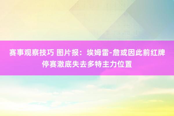 赛事观察技巧 图片报：埃姆雷-詹或因此前红牌停赛澈底失去多特主力位置