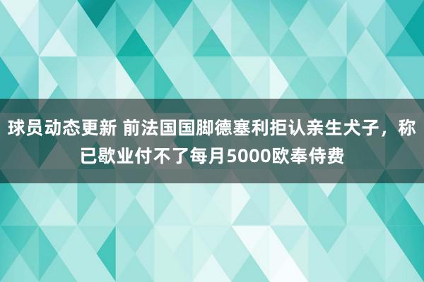 球员动态更新 前法国国脚德塞利拒认亲生犬子，称已歇业付不了每月5000欧奉侍费