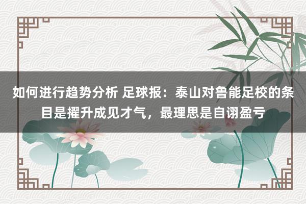 如何进行趋势分析 足球报：泰山对鲁能足校的条目是擢升成见才气，最理思是自诩盈亏