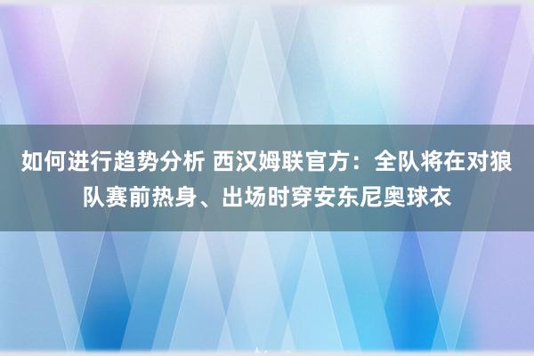 如何进行趋势分析 西汉姆联官方：全队将在对狼队赛前热身、出场时穿安东尼奥球衣